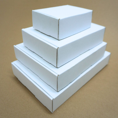 white shallow boxes for apparel packaging