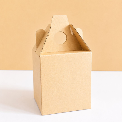 brown corrugated candle box with handle
